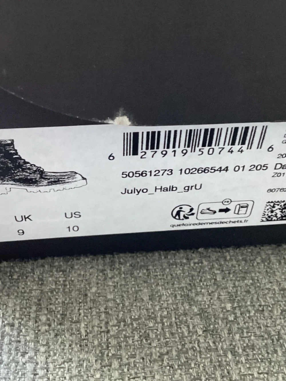 BOSS Julio Lugged Moc Toe Leather Boot, size 10